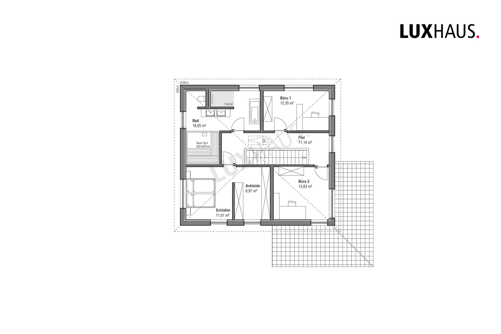 LUXHAUS Walmdach 180 Grundriss OG