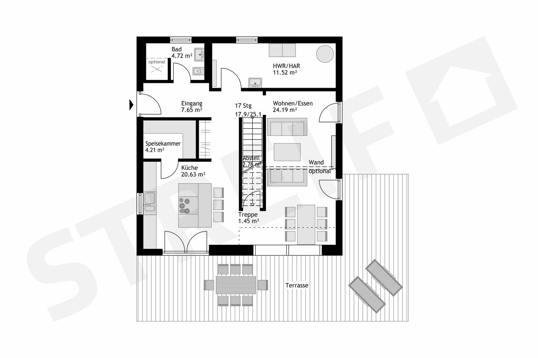 Grundriss Erdgeschoss STREIF Fertighaus
