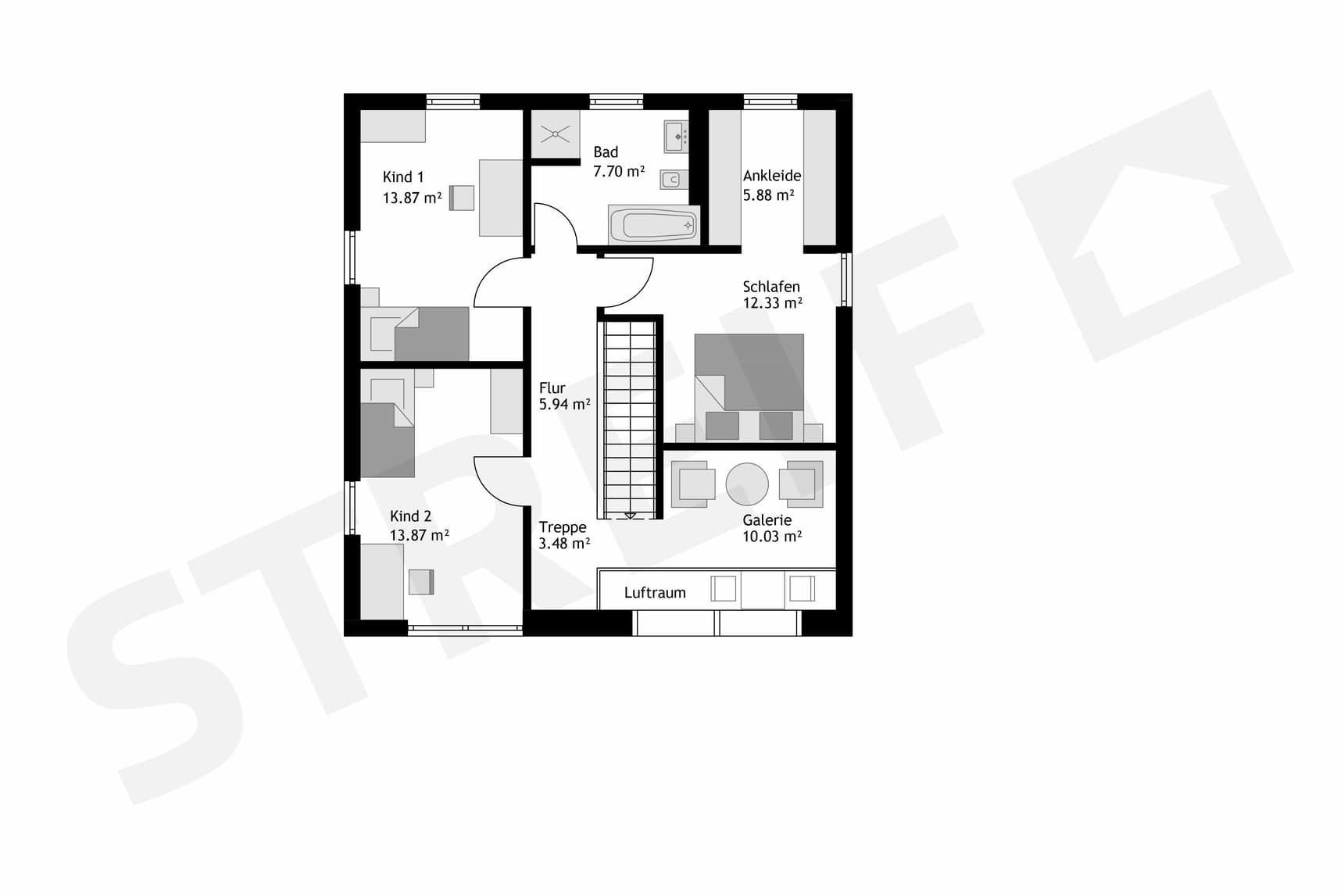 Grundriss Obergeschoss STREIF Fertighaus